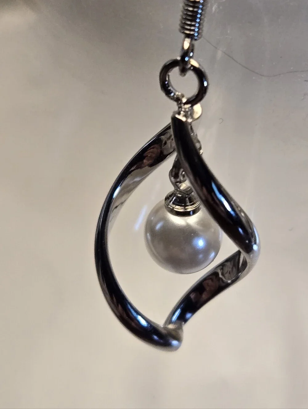 925 Sterling Silver Rhombus Dangle Earrings with Imitation Pearls Hypoallergenic